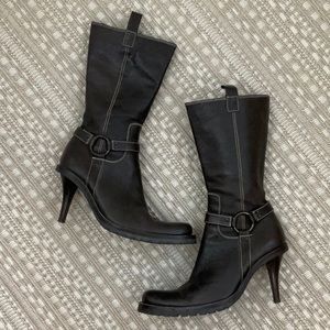 Vintage Lug Sole Heeled Boots